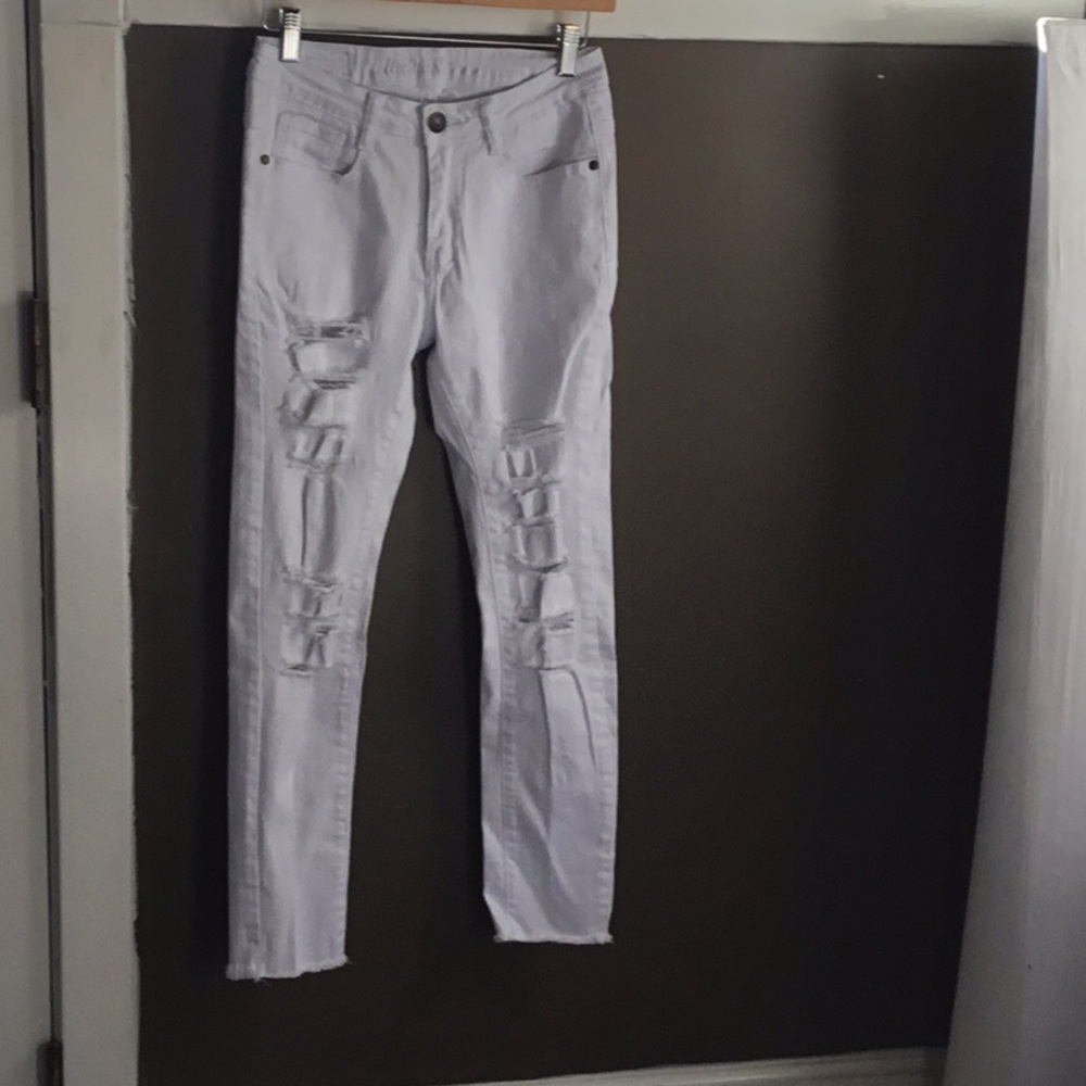 Machine brand white distressed skinny Jean